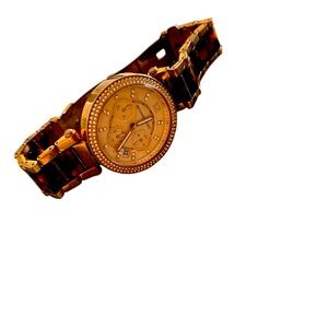Michael Kors  TORTOISE ROSE GOLD WATCH DIAMOND Bezel needs battery change